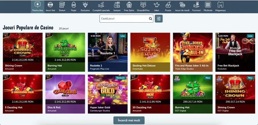 Shining Crown Vlad Cazino schermata slot con rulli 5x3 e simboli classici